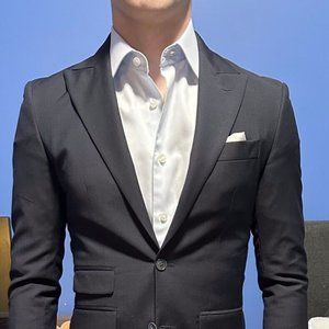 Navy Coppley Suit - 36 Regular - Peak Lapel, ($2350 MSRP!)